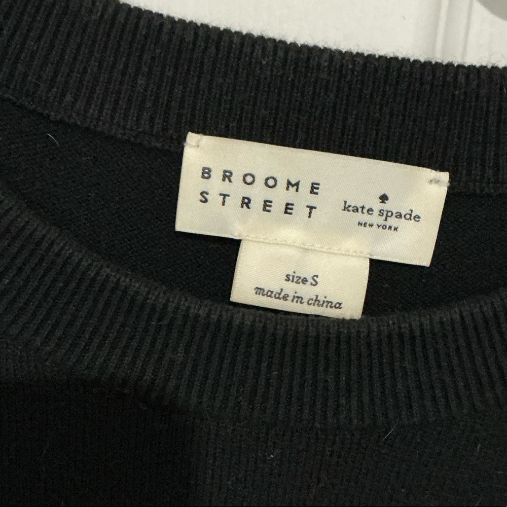 Kate spade Brooke Street size S Chic Black Sweater “OHH LA LA” cotton cashmere - Picture 2 of 4
